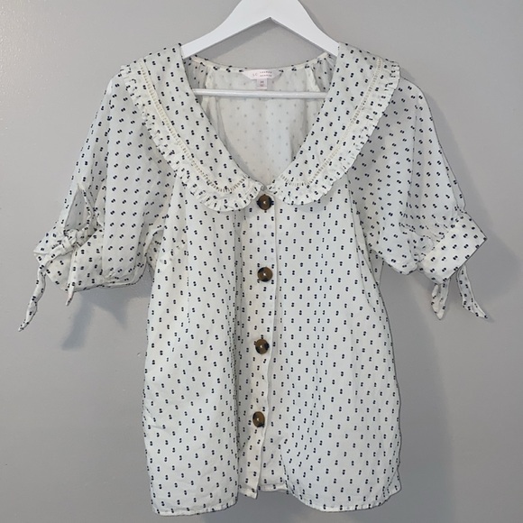 LC Lauren Conrad Peter-Pan Collar Ruffled Blouse - Picture 3 of 7